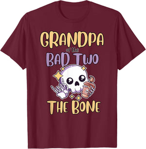 Grandpa of the Bad Two The Bone 2nd Birthday Party Outfit T-Shirt - T-Shirt | Maroon