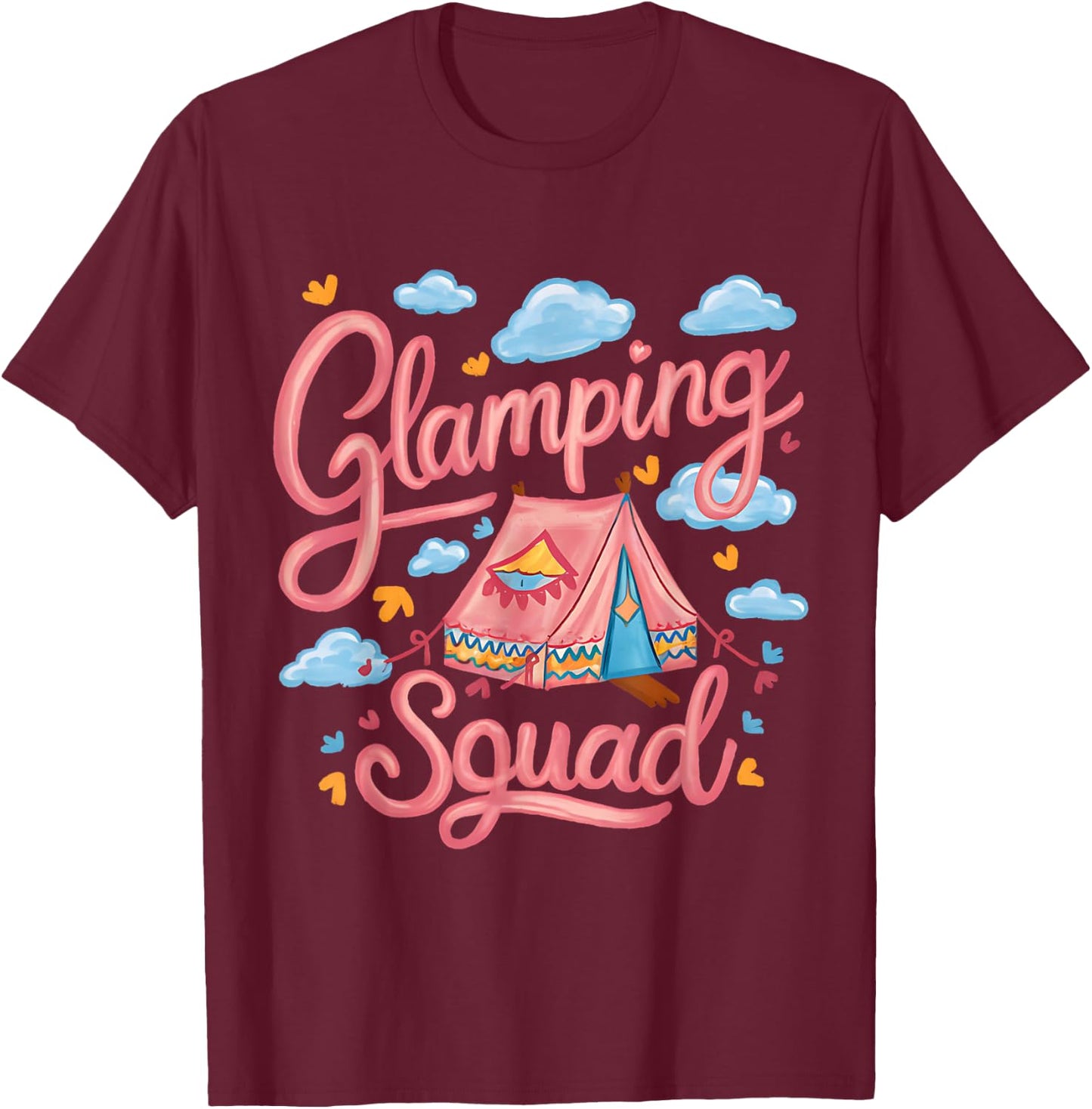 Funny Glamping Squad For Cool Outdoor Camping Lover Girls T-Shirt - T-Shirt | Maroon