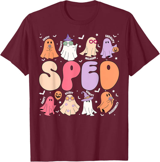 Special Education Teacher Ghosts Halloween SPED Teacher T-Shirt - T-Shirt | Maroon