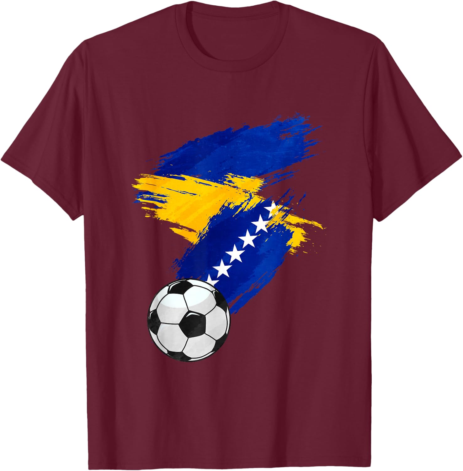 Bosnia and Herzegovina Football Flag T-Shirt - T-Shirt | Maroon