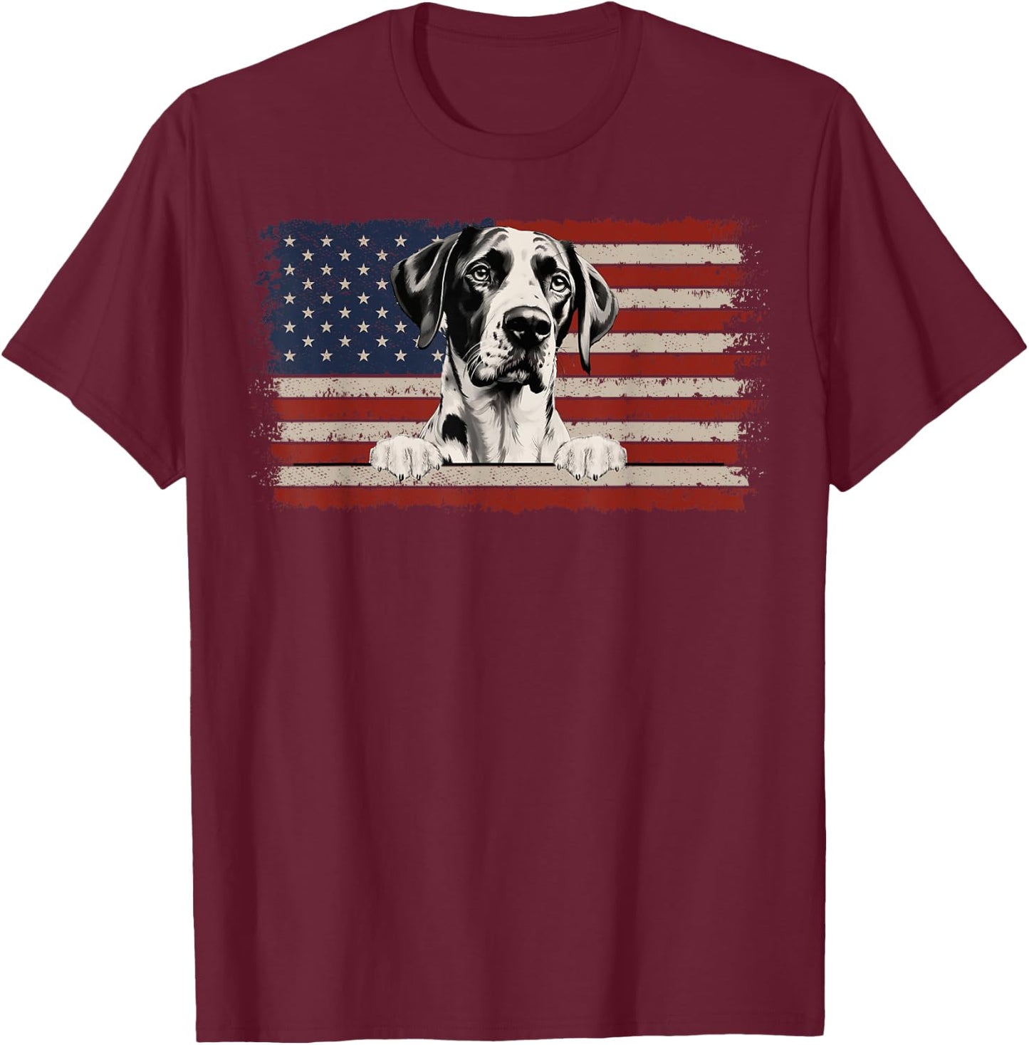 Patriotic English Pointer American Flag USA 4th of July T-Shirt - T-Shirt | Maroon