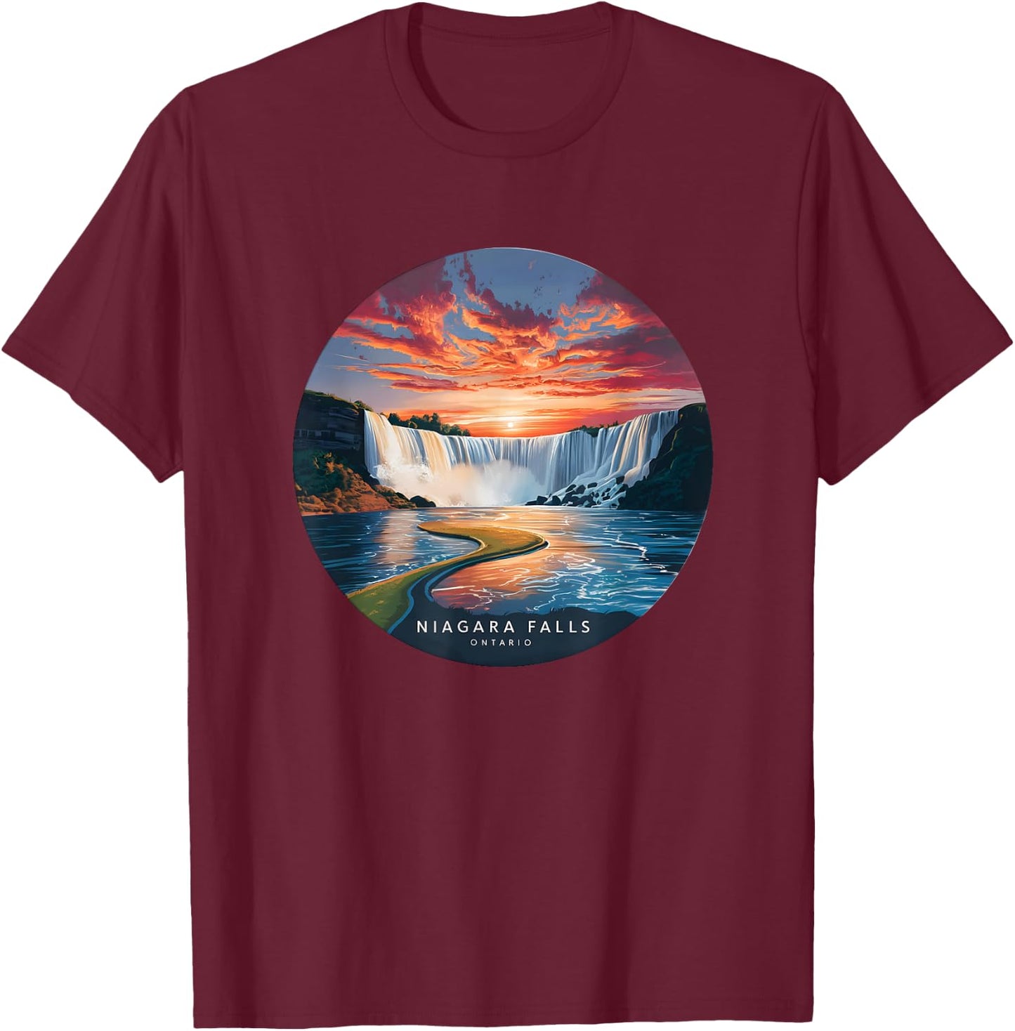 Niagara Falls Ontario Canada Sunset T-Shirt - T-Shirt | Maroon