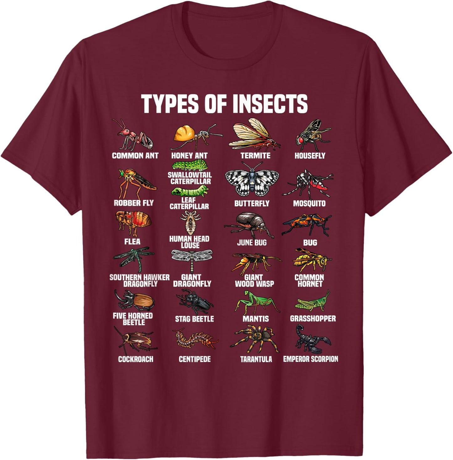 Funny Entomology Designs Women Bug Collectors Lovers T-Shirt - T-Shirt | Maroon