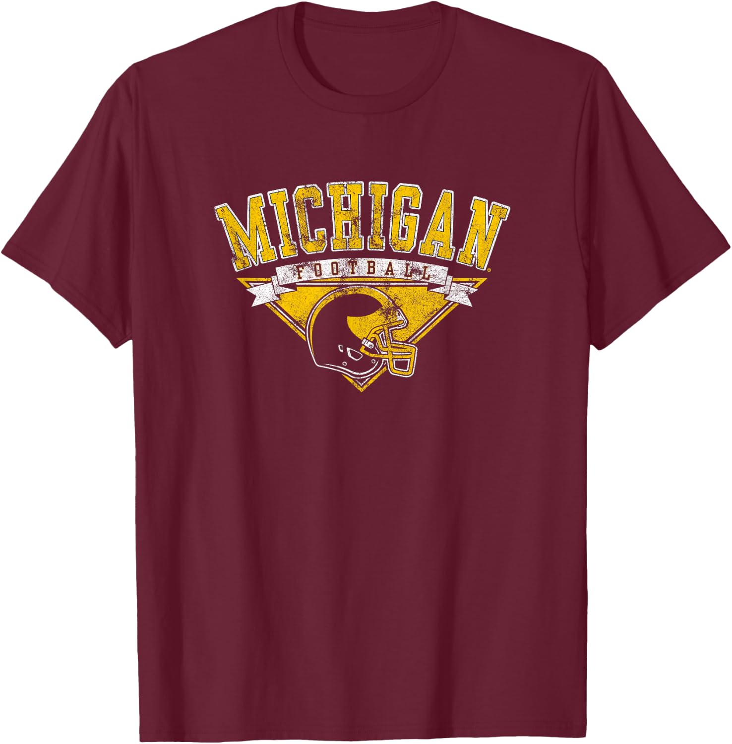 University of Michigan Wolverines U of M Football Helmet T-Shirt - T-Shirt | Maroon