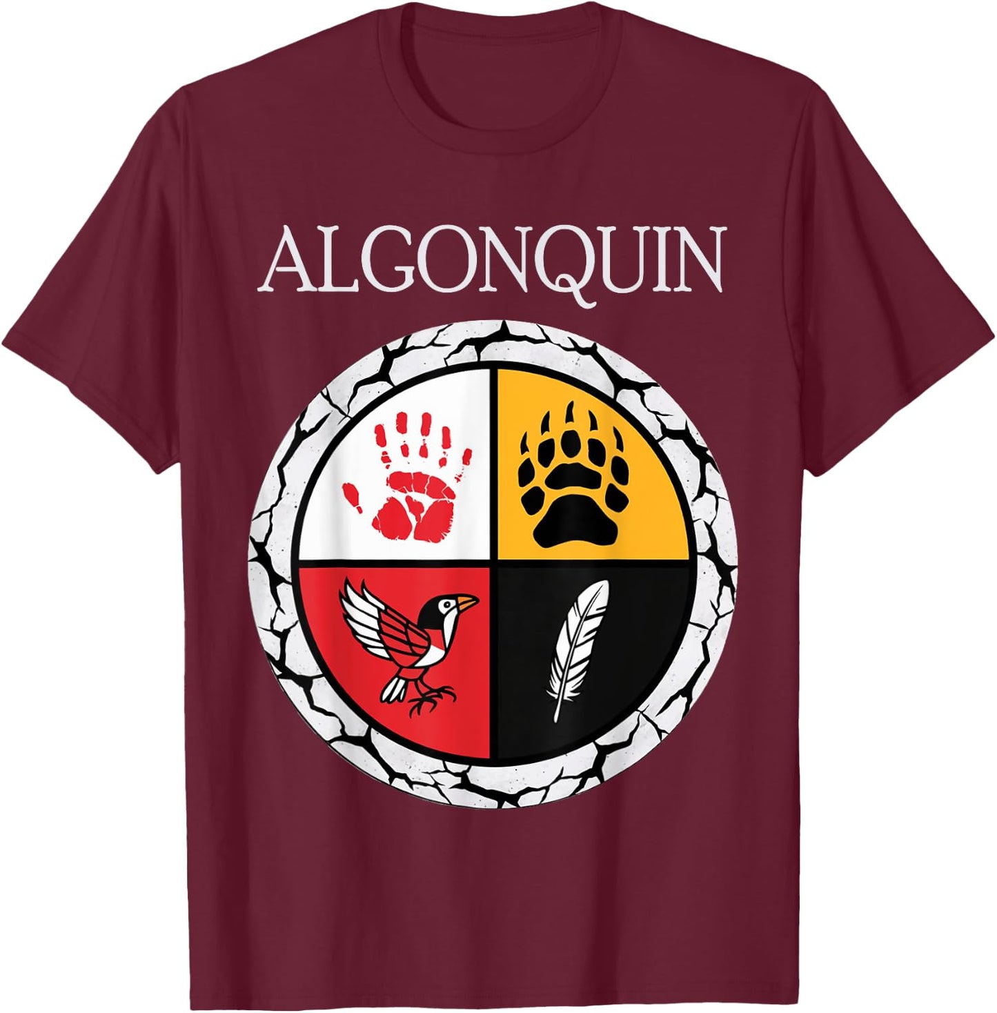 Algonquin Tribe Native American Medicine Wheel T-Shirt - T-Shirt | Maroon