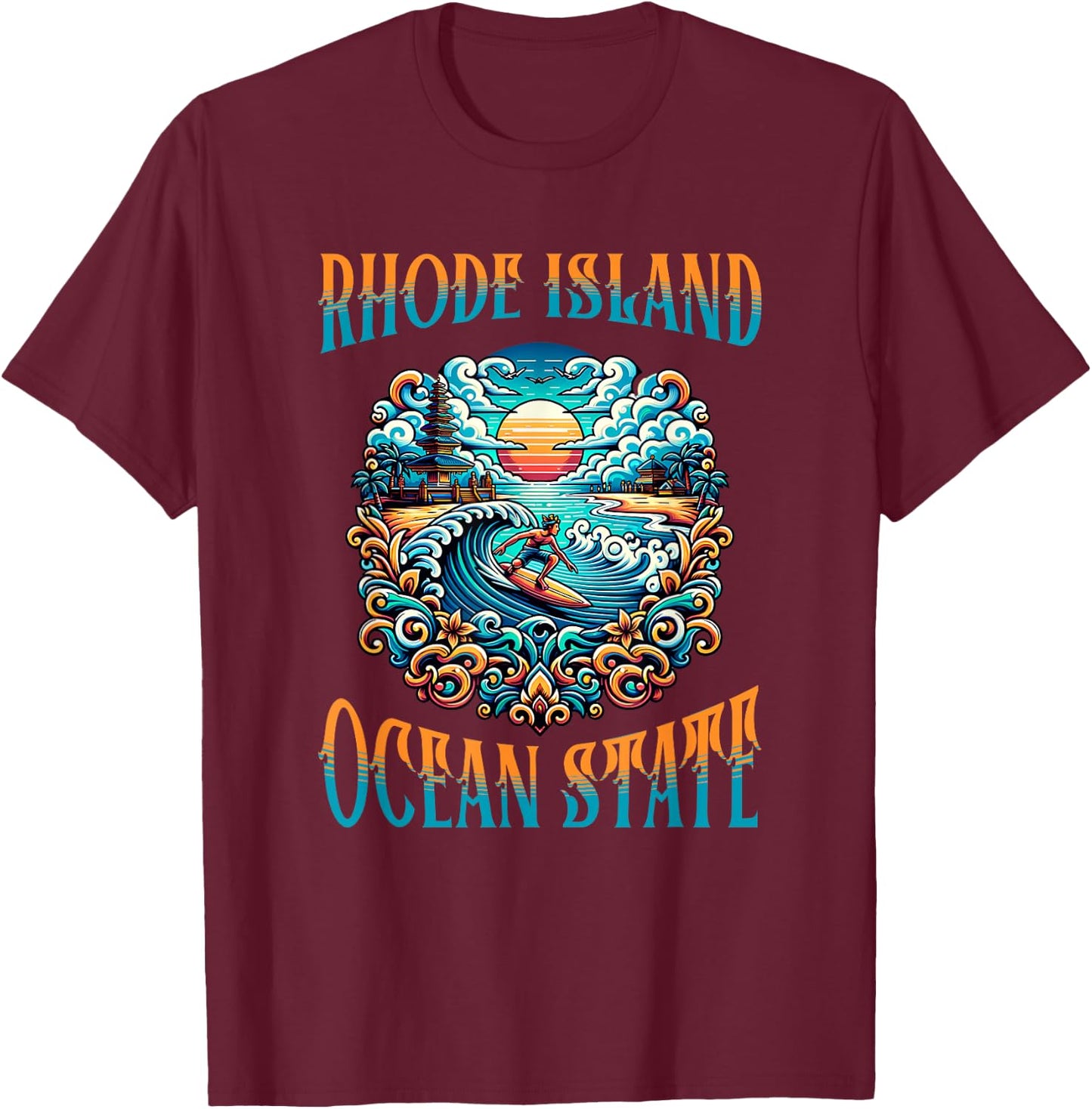 Rhode Island Ocean State T-Shirt - T-Shirt | Maroon