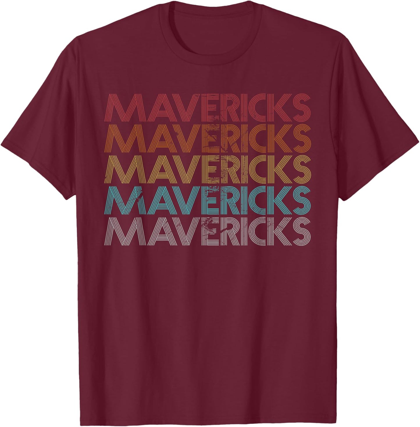 Mavericks Vintage Apparel Retro-Modern -Adult , Black, Small, Short Sleeve T-Shirt - T-Shirt | Maroon