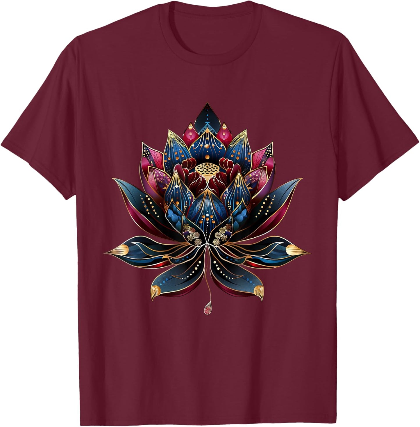 Lotus Flower Vintage Japanese Zen Buddhist Buddhism Yoga T-Shirt - T-Shirt | Maroon