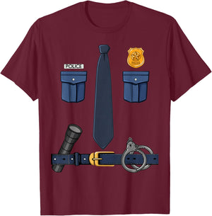 Funny Halloween Policeman Police Officer Costume T-Shirt - T-Shirt | Maroon