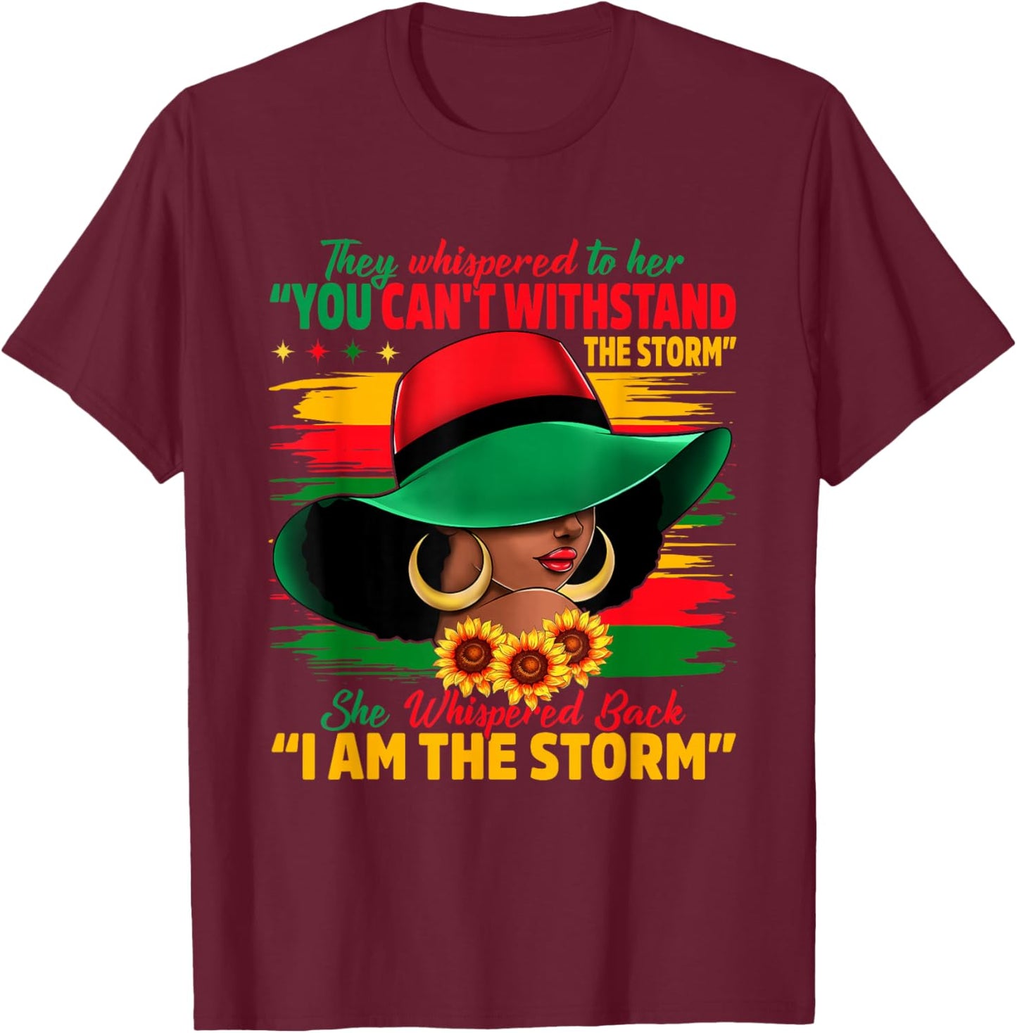 Proud Black African American Ladies Black History Month T-Shirt - T-Shirt | Maroon