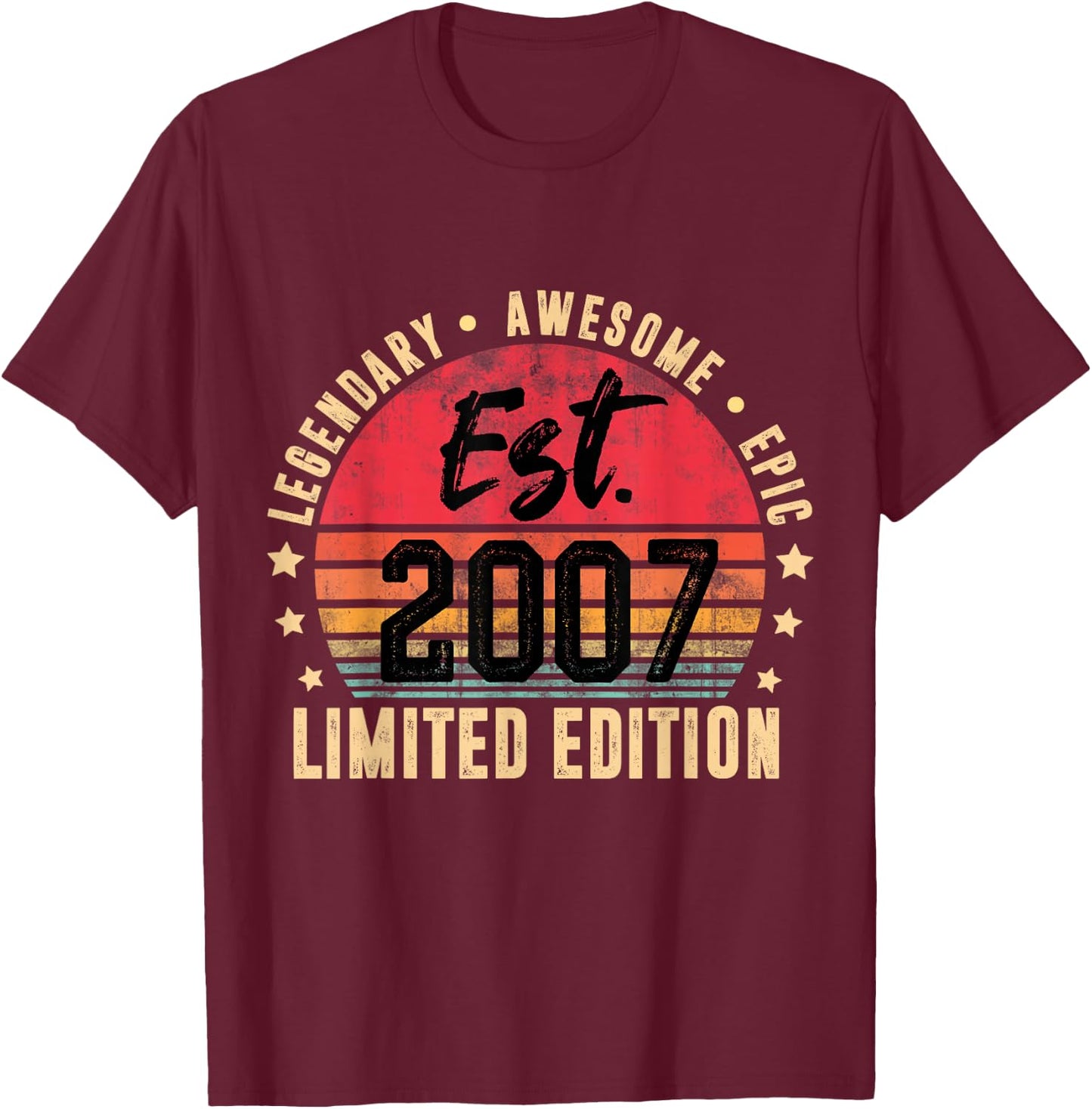 Est 2007 Limited Edition 17 Year Old Vintage 17th Birthday T-Shirt - T-Shirt | Maroon