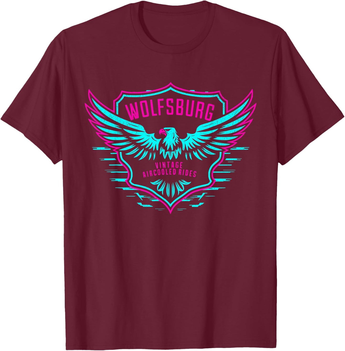 Retro Wolfsburg Germany Deutschland Vintage Air-Cooled Rides T-Shirt - T-Shirt | Maroon