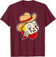 Kewpie Baby Rodeo Clown Cowboy Traditional Tattoo Flash T-Shirt - T-Shirt | Maroon