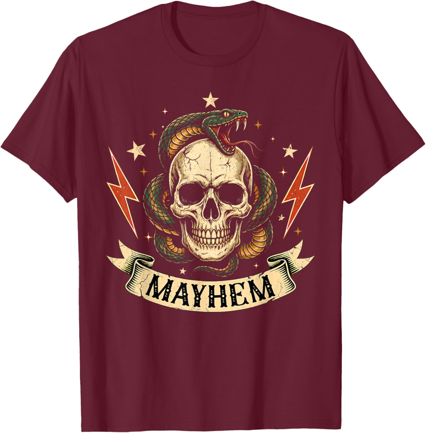 Mayhem Son Daughter Funny Matching Family T-Shirt - T-Shirt | Maroon