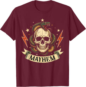 Mayhem Son Daughter Funny Matching Family T-Shirt - T-Shirt | Maroon