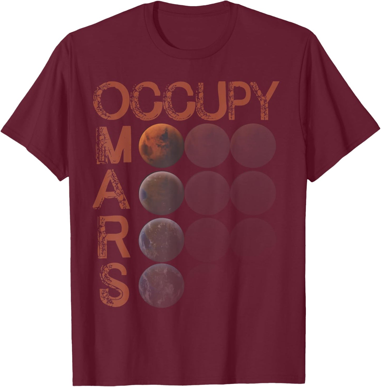 Occupy Mars Shirt Space Planet Science Vintage Astronomy T-Shirt - T-Shirt | Maroon