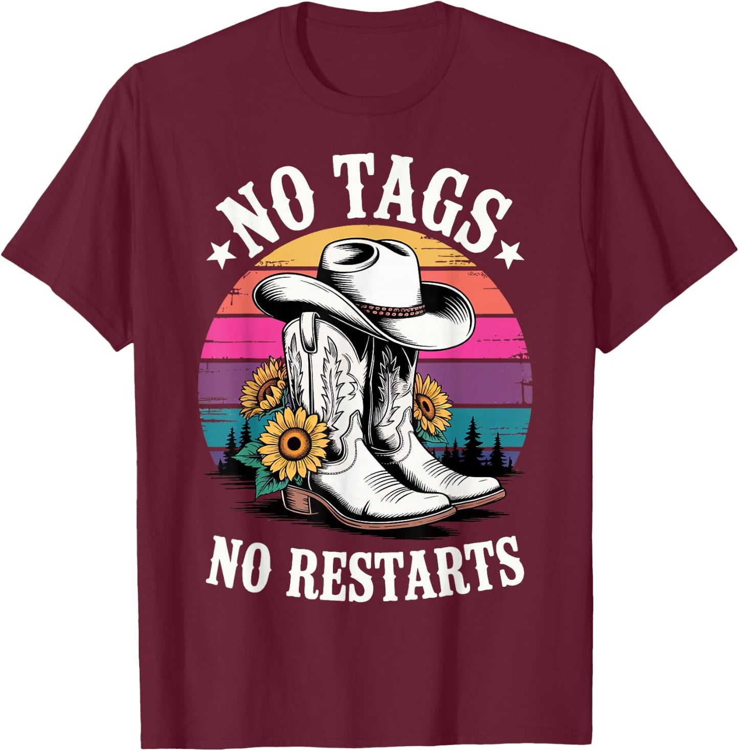 No Tags No Restarts Western Country Dancer T-Shirt - T-Shirt | Maroon
