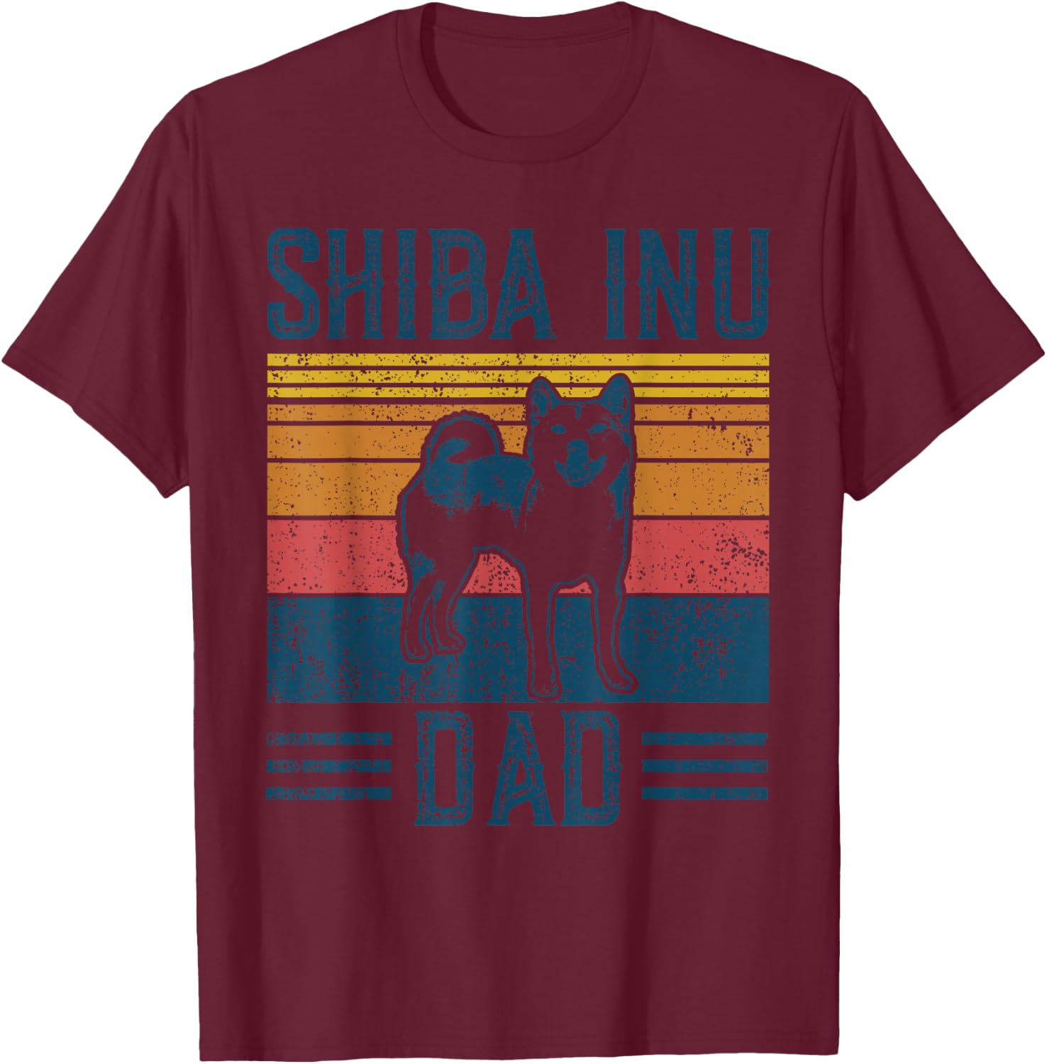 Dog | Crypto Doge Papa - Vintage Shiba Inu Dad T-Shirt - T-Shirt | Maroon