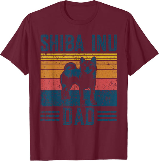 Dog | Crypto Doge Papa - Vintage Shiba Inu Dad T-Shirt - T-Shirt | Maroon