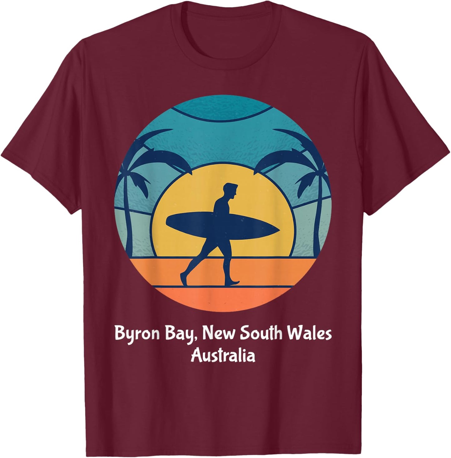 Byron Bay New South Wales Australia Surfing Vintage Surfer T-Shirt - T-Shirt | Maroon