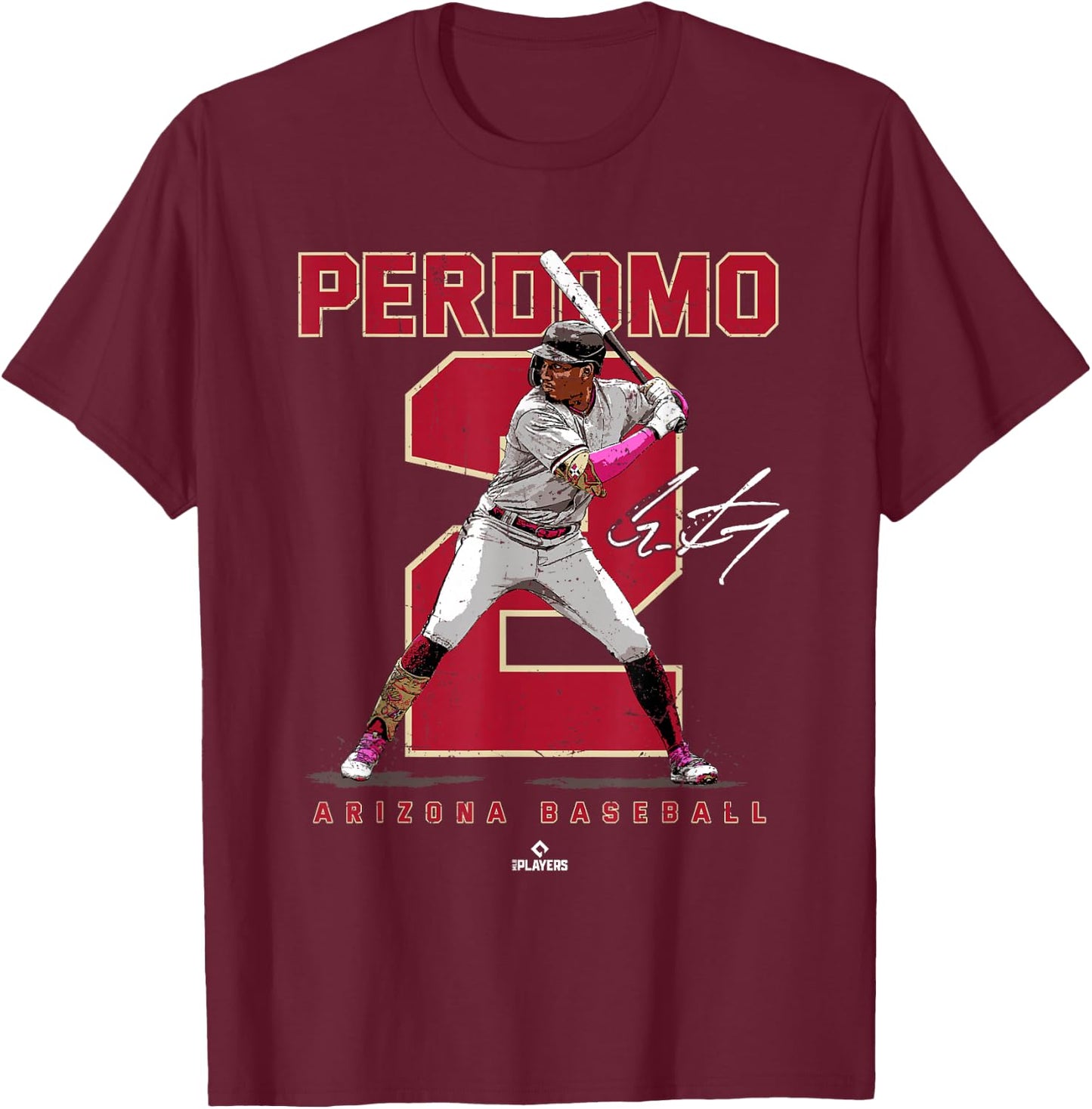 Number and Portrait Geraldo Perdomo Arizona MLBPA T-Shirt - T-Shirt | Maroon