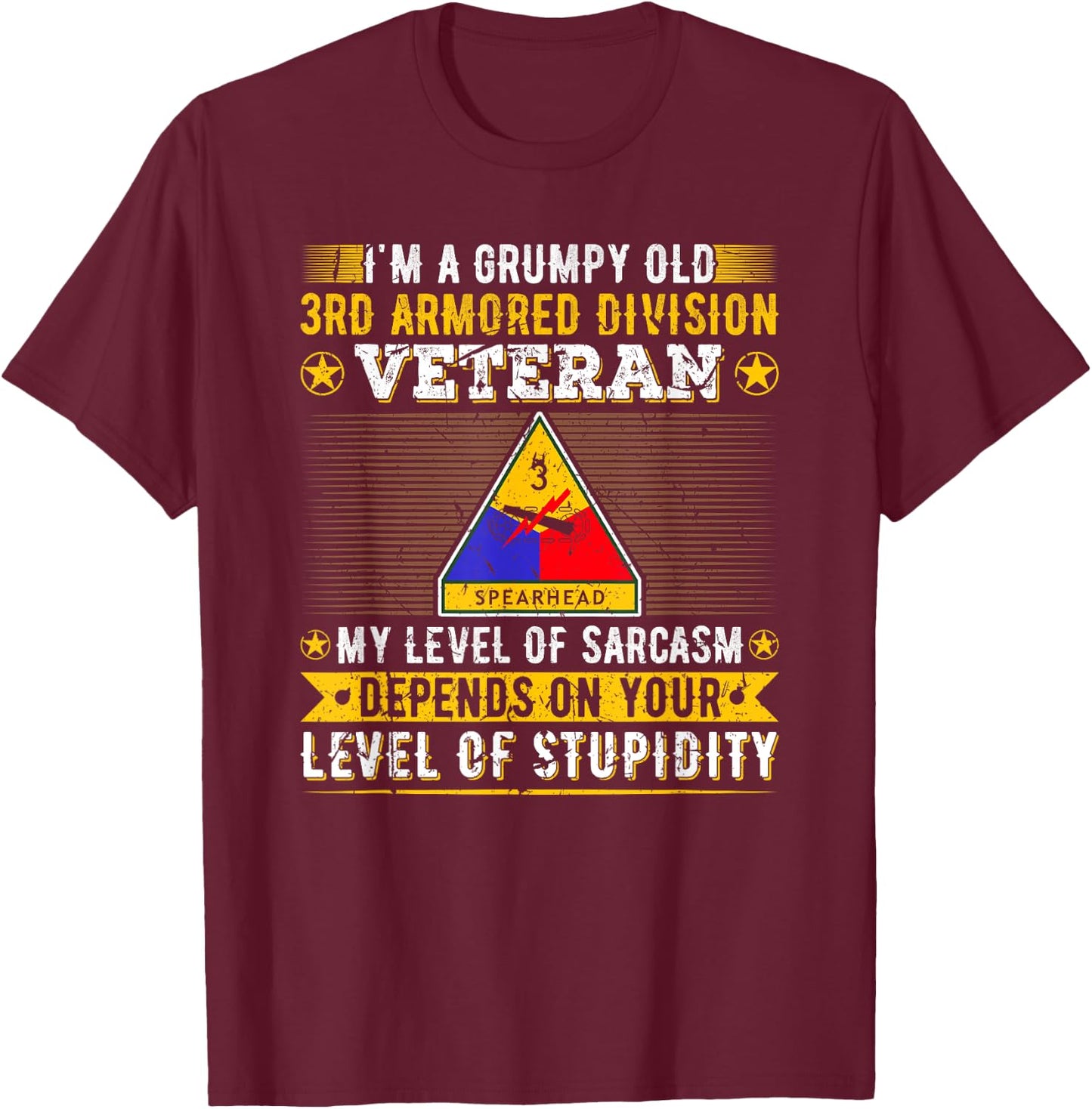 Grumpy Old 3rd Armored Division Veteran Military Army T-Shirt - T-Shirt | Maroon
