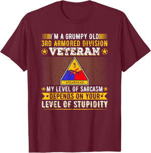 Grumpy Old 3rd Armored Division Veteran Military Army T-Shirt - T-Shirt | Maroon