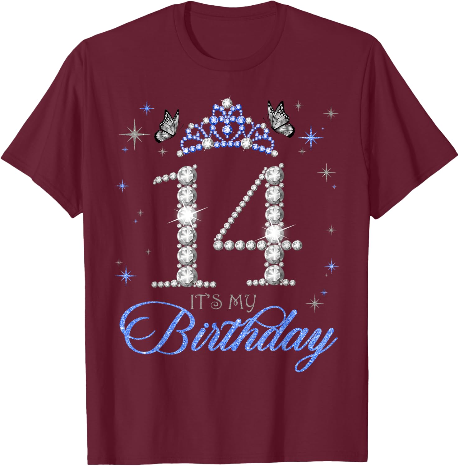 14 It's My Birthday 14 Years Old 14th Birthday Party T-Shirt - T-Shirt | Maroon