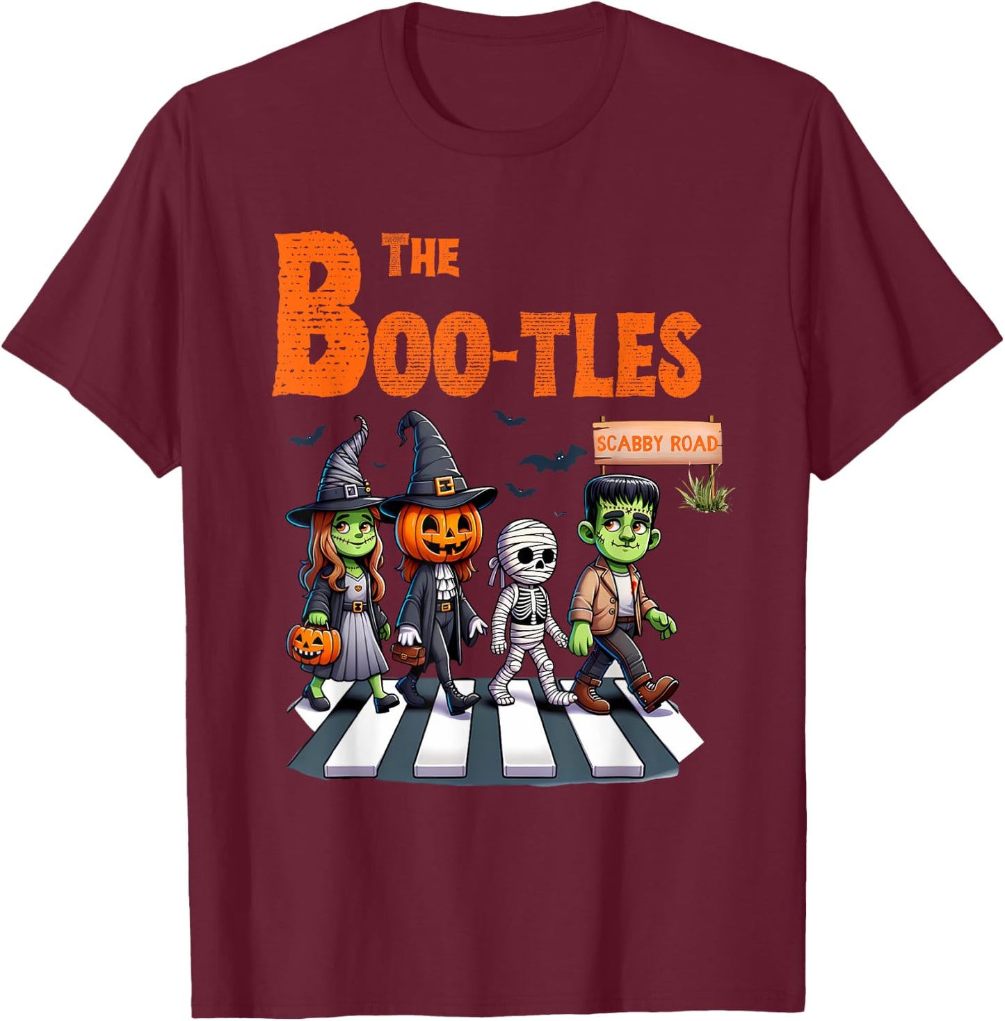 Groovy Funny The Boo-tles Spooky Halloween Trick or Treat T-Shirt - T-Shirt | Maroon