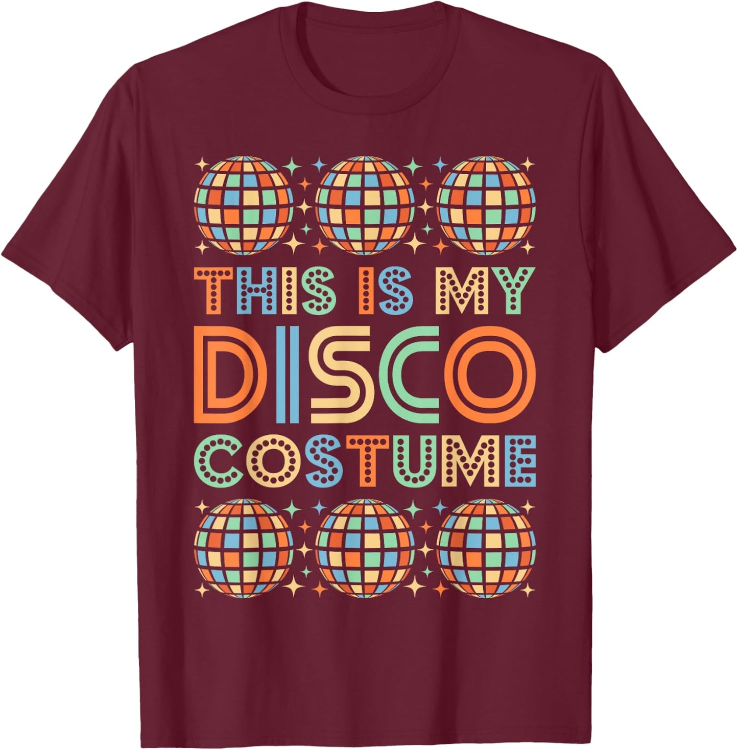 Vintage 60s 70s Disco Costume 60's 70's Theme Party Outfit T-Shirt - T-Shirt | Maroon