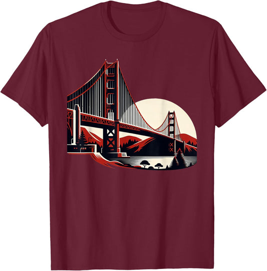 Golden Gate Bridge San Francisco California USA Golden Gate T-Shirt - T-Shirt | Maroon