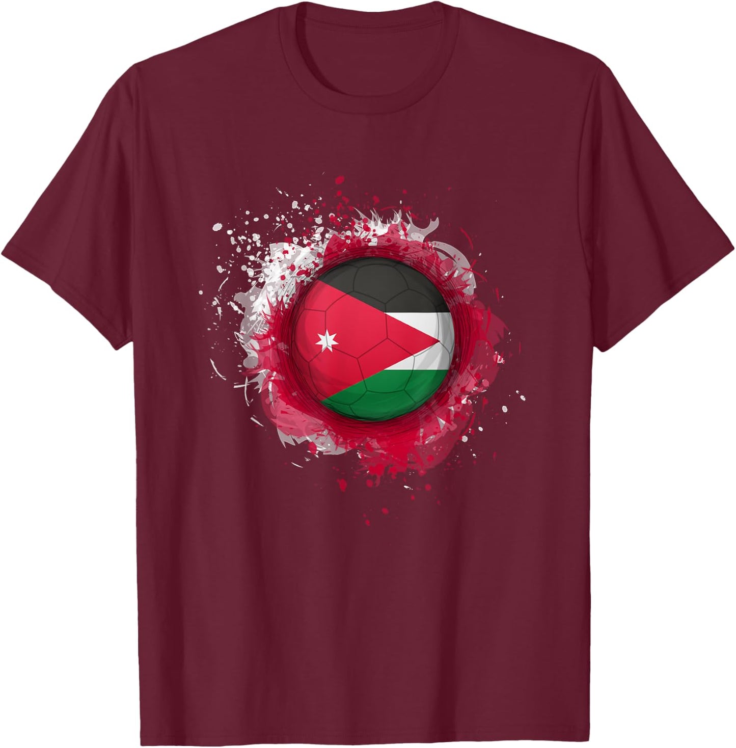 Proud Heritage Jordan Flag Soccer Ball T-Shirt - T-Shirt | Maroon