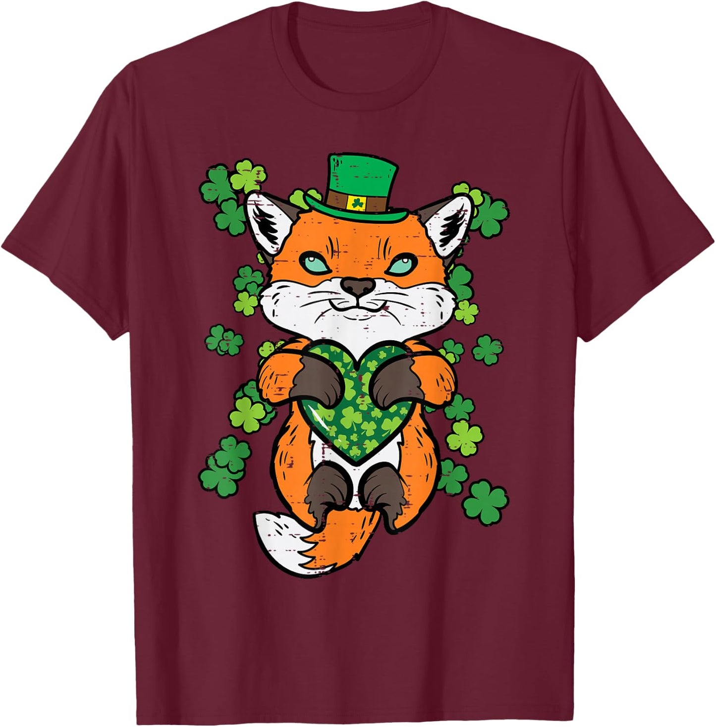 St Patricks Day Fox Saint Pattys Paddys Irish Women Kids Men T-Shirt - T-Shirt | Maroon