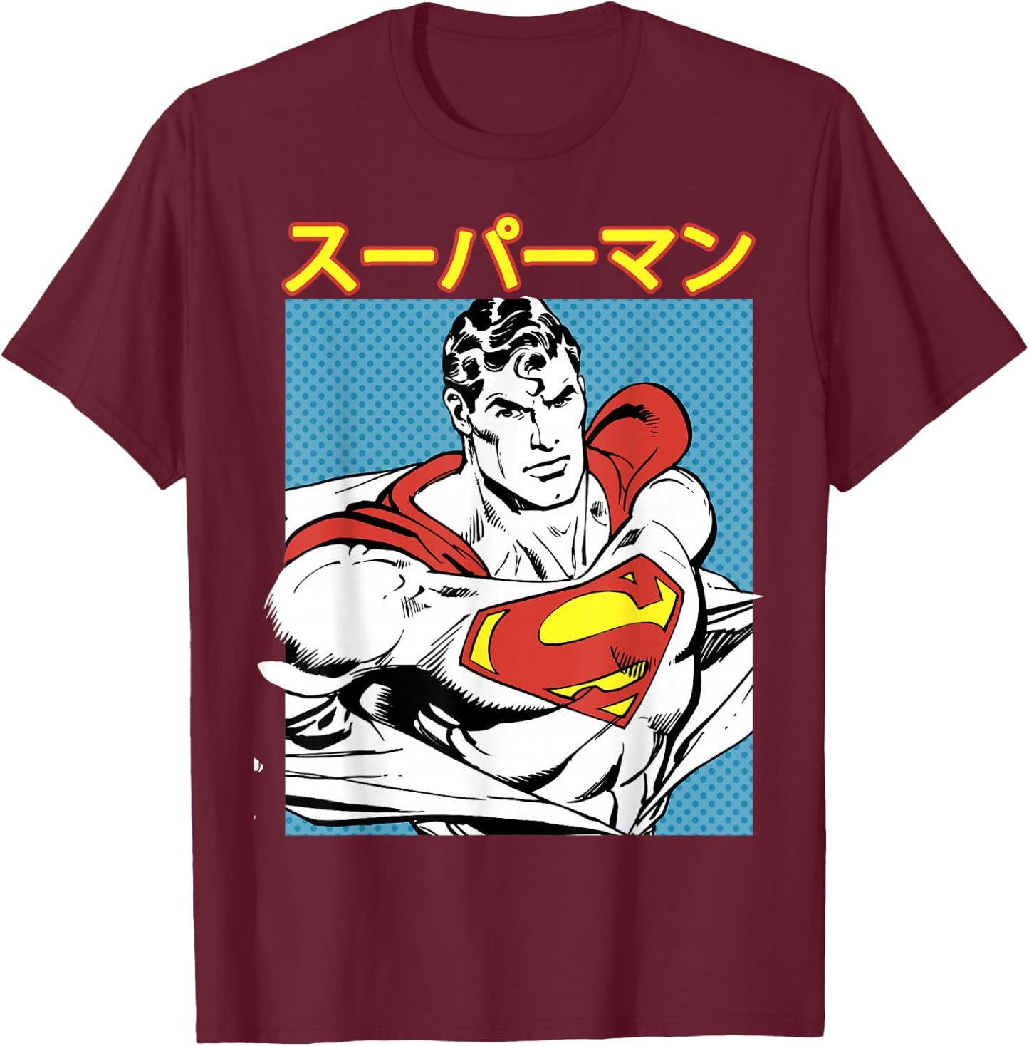 DC Comics Superman Kanji Comic Portrait T-Shirt - T-Shirt | Maroon