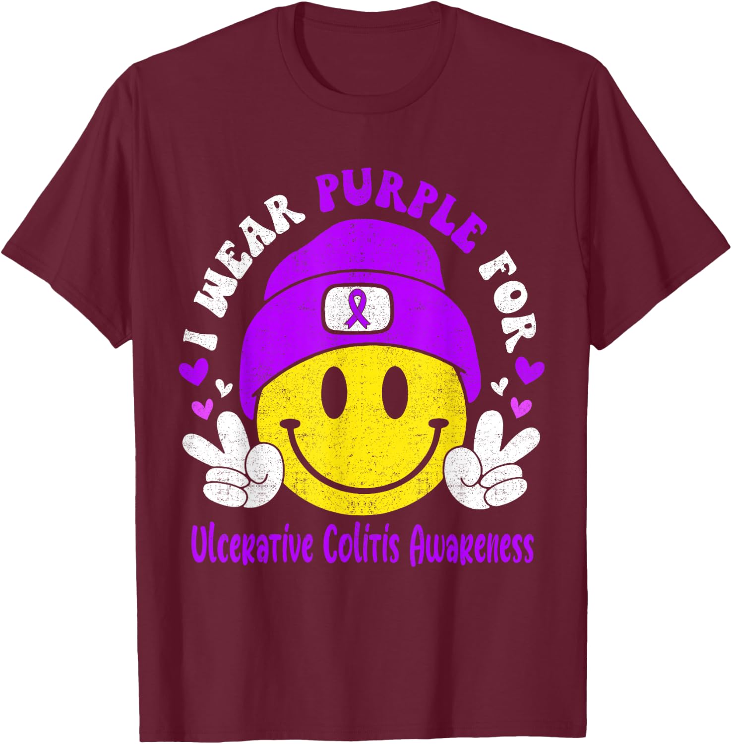 I Wear Purple for Ulcerative Colitis Awareness T-Shirt - T-Shirt | Maroon