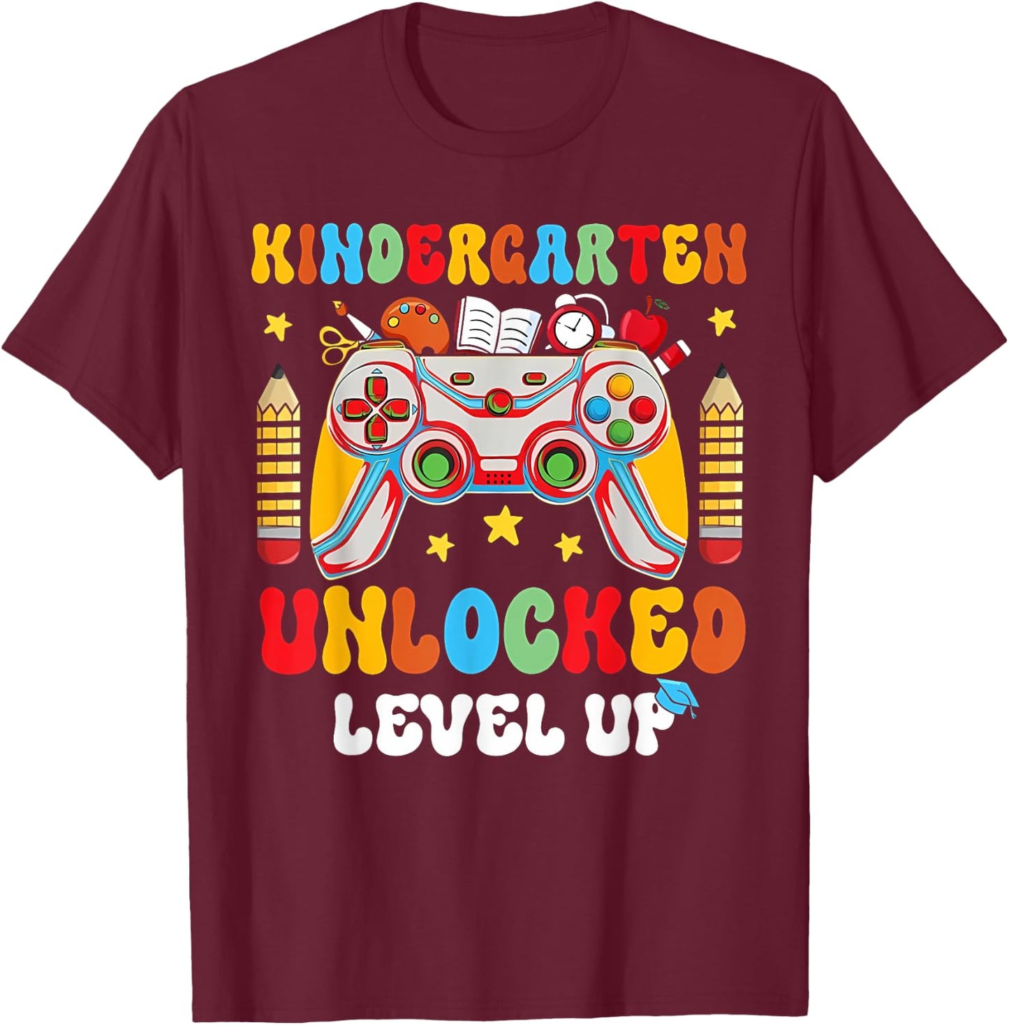 Kindergarten level up unlocked First Day of School Game Boys T-Shirt - T-Shirt | Maroon