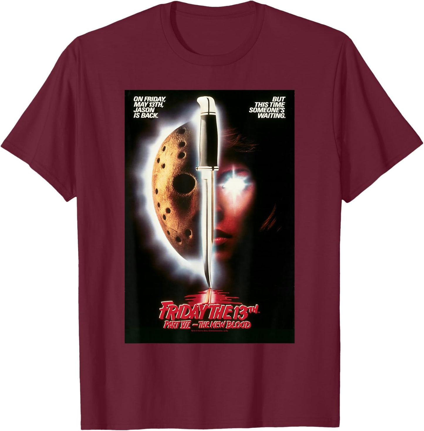Friday the 13th New Blood Poster T-Shirt - T-Shirt | Maroon