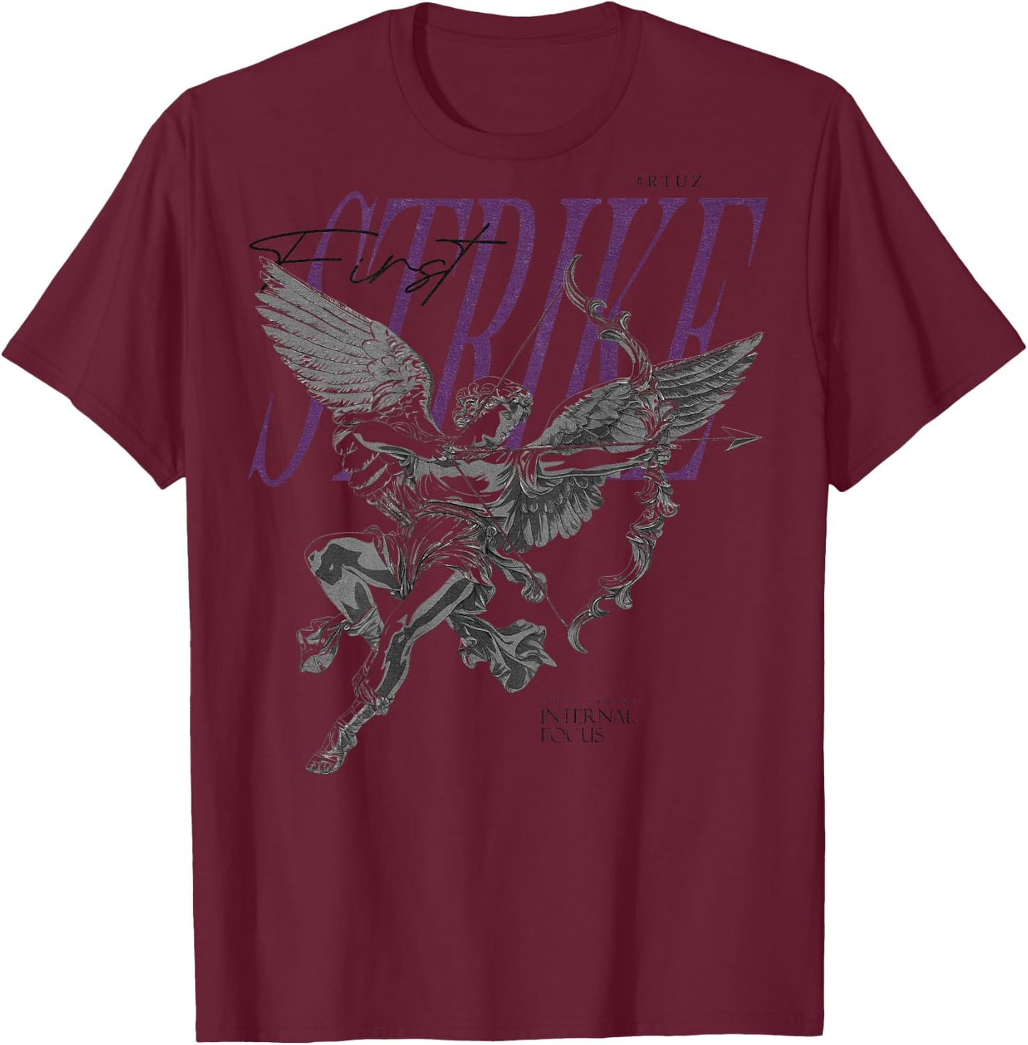 Hip Hop Vintage Edgy Urban Y2K Back Print Streetwear Angel T-Shirt - T-Shirt | Maroon
