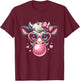 Funny Cow with Pink Glasses & Bubblegum Farmer Chic T-Shirt - T-Shirt | Maroon