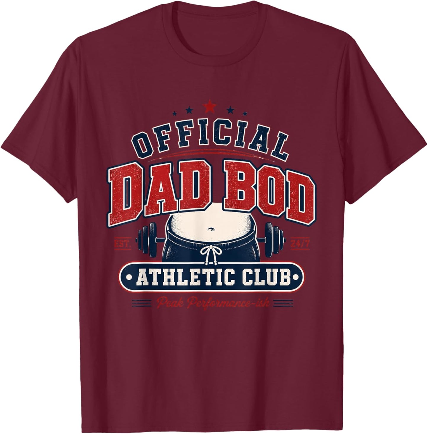Official Dad BOD Athletic Club T-Shirt - T-Shirt | Maroon