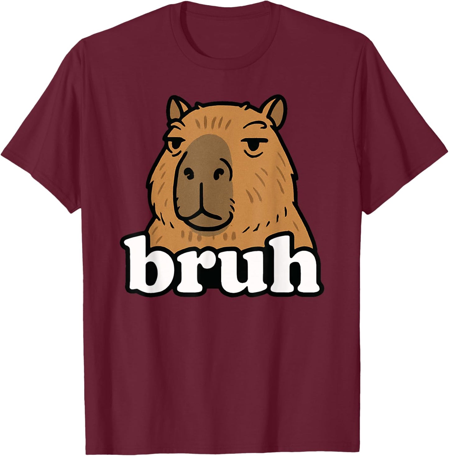 Funny Capybara Bruh Meme Humor Animal Lover Boys Girls Kids T-Shirt - T-Shirt | Maroon