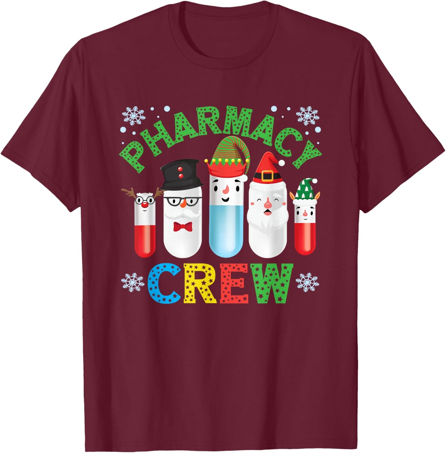 Funny Pharmacy Crew Christmas Pharmacist Gift T-Shirt - T-Shirt | Maroon