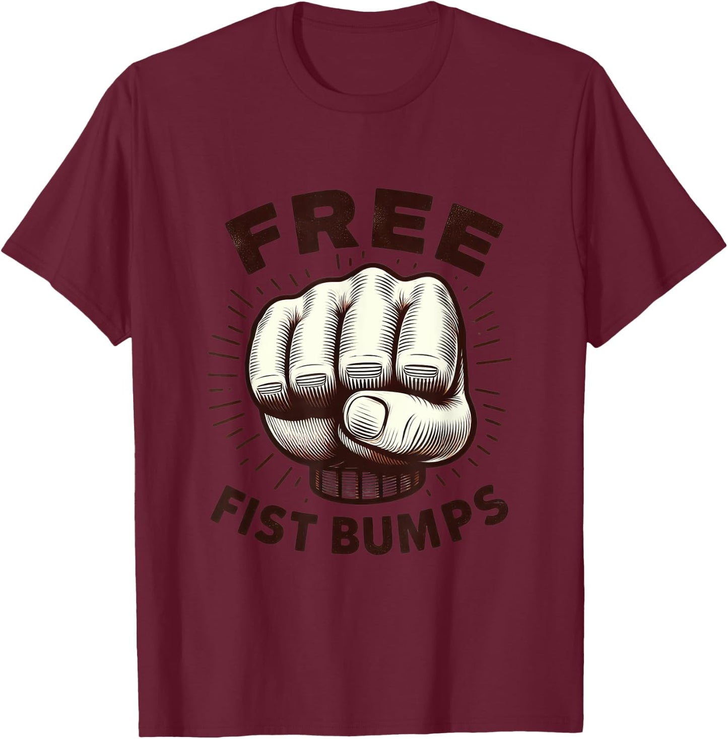 Funny Graphic Shirt Novelty Fist Pump Guy T-Shirt - T-Shirt | Maroon