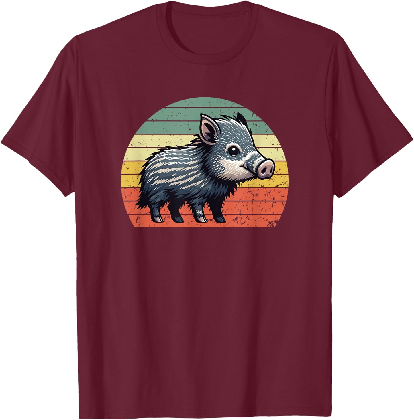 Javelina on a Vintage Sunset, Javelina T-Shirt - T-Shirt | Maroon