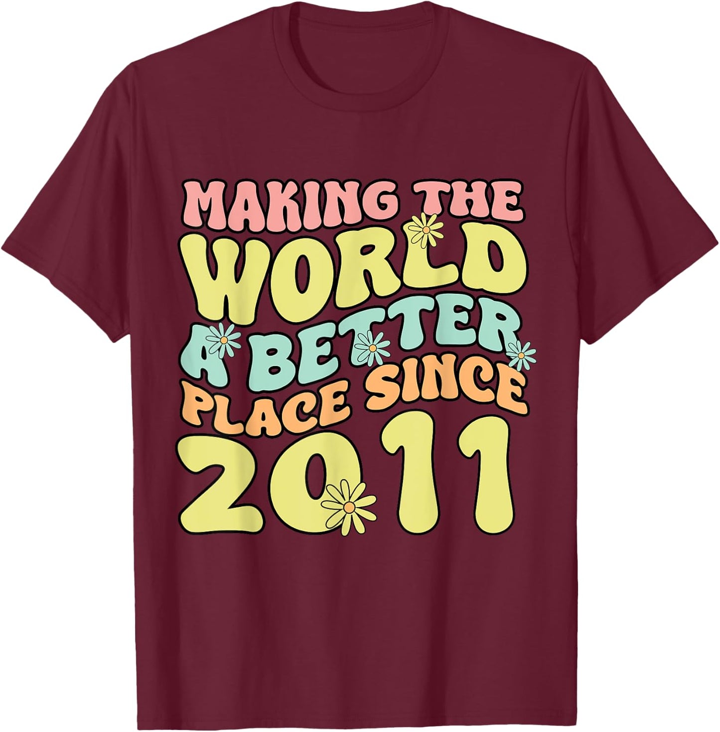 2011 Birthday , Making The World A Better Place Since 2011 T-Shirt - T-Shirt | Maroon