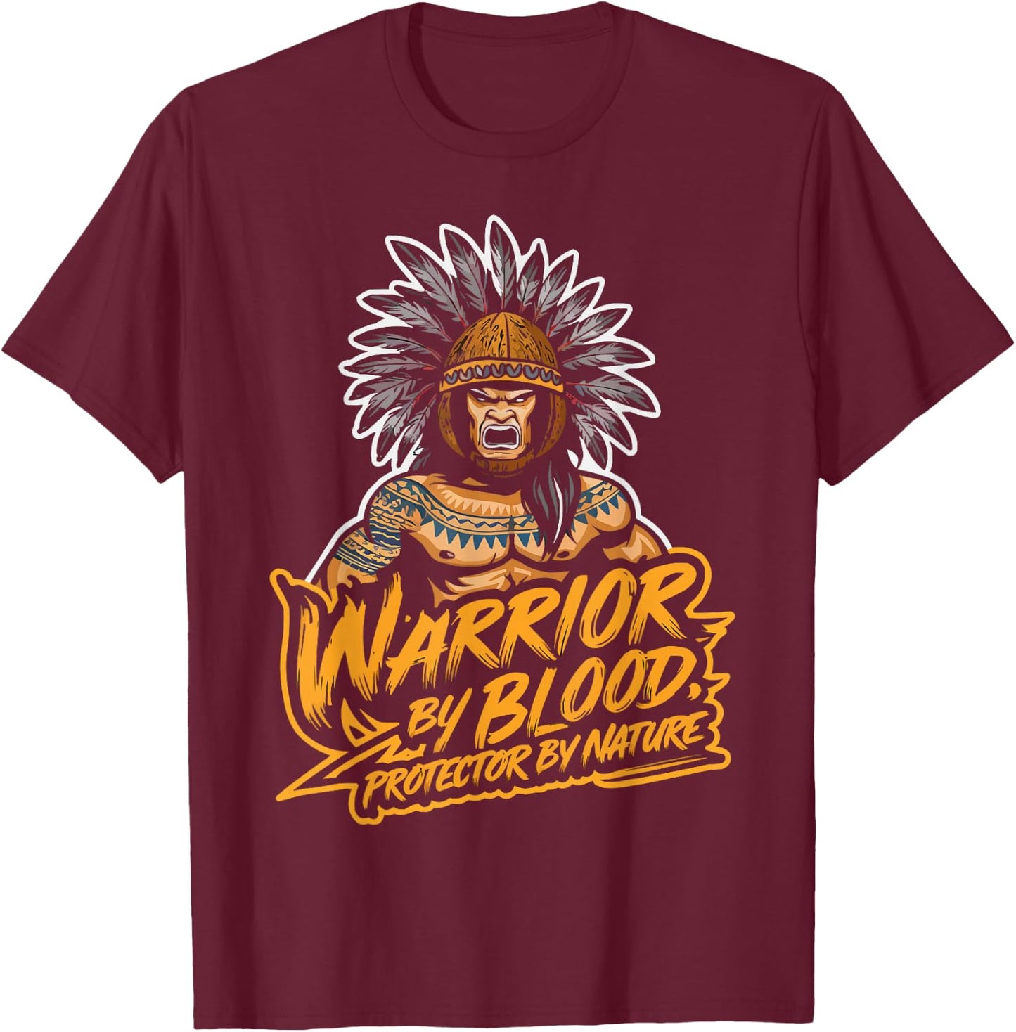 Kanaka Maoli Warrior Native Hawaiian Islands Hawaii Flag T-Shirt - T-Shirt | Maroon