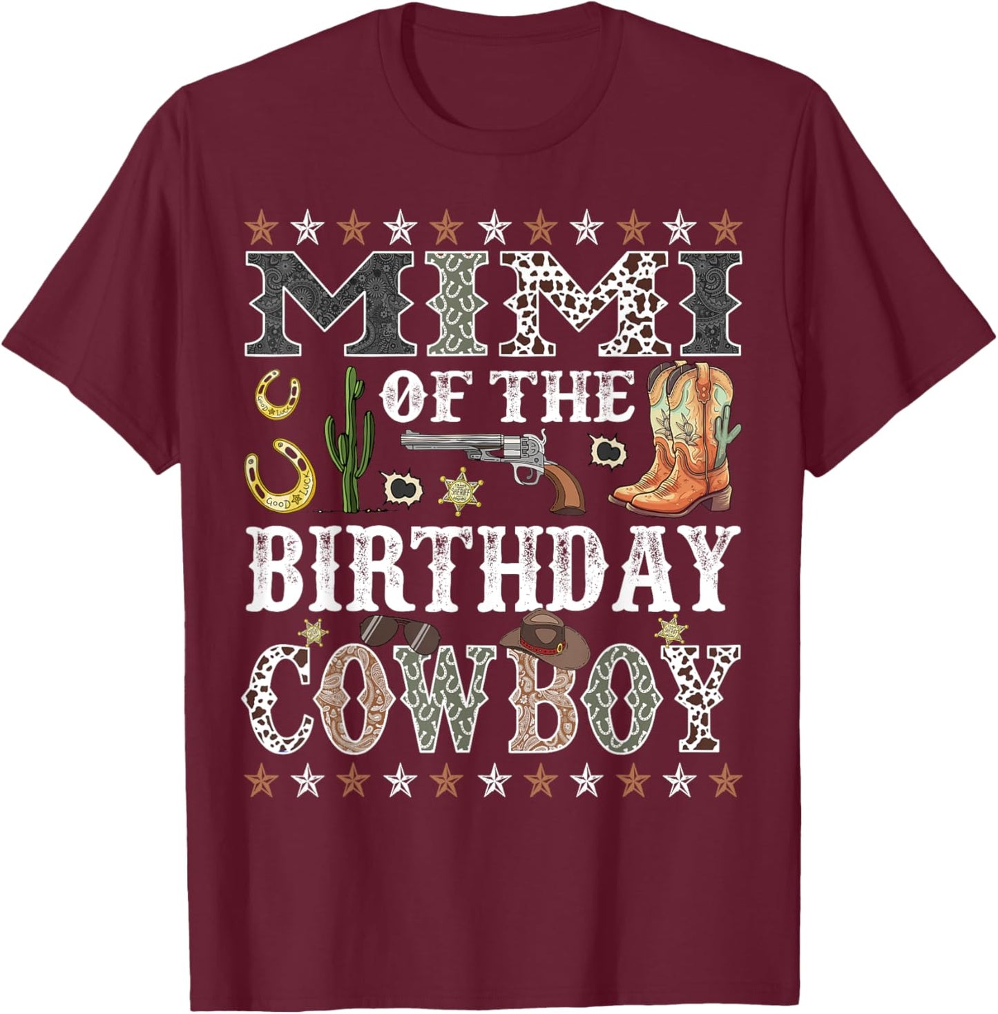 Mimi Of The Birthday Cowboy Rodeo Mimi T-Shirt - T-Shirt | Maroon