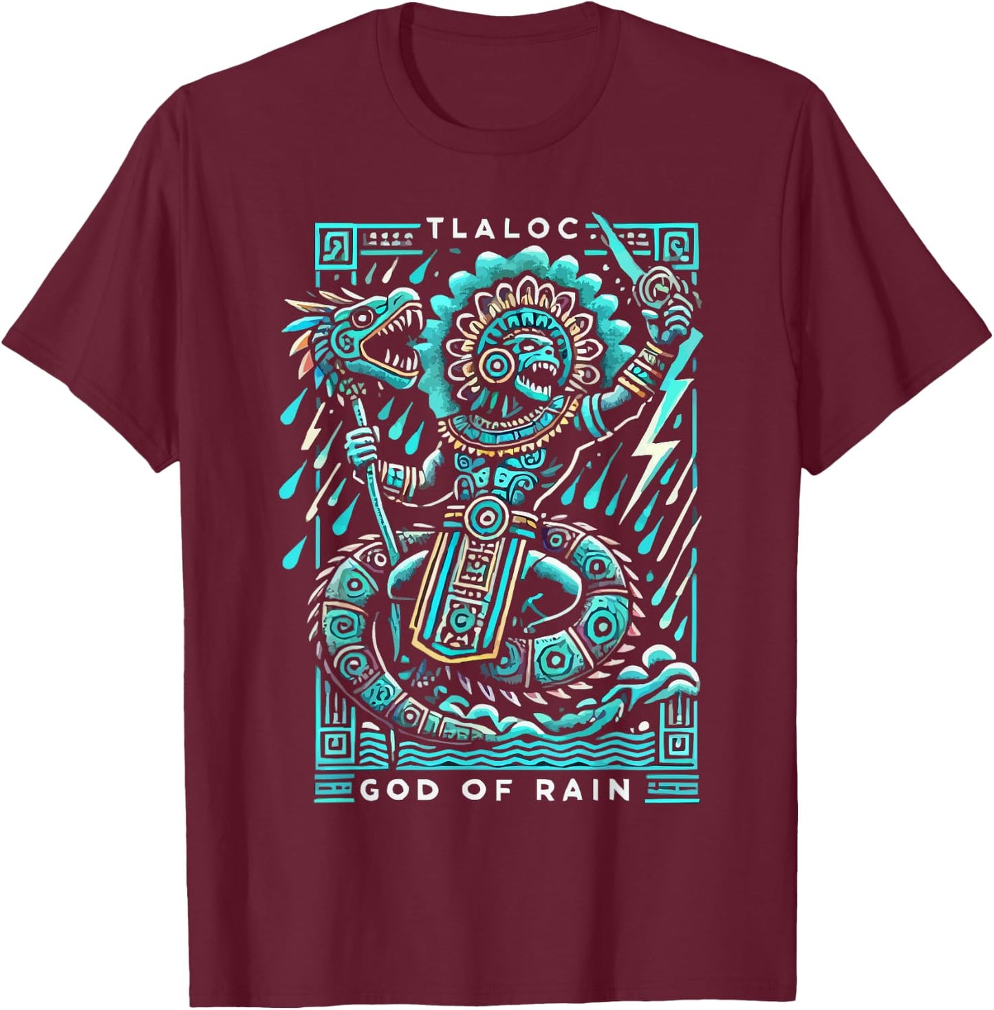 Aztec God Aztec Culture Mayan Indigenous Tlaloc Statue T-Shirt - T-Shirt | Maroon