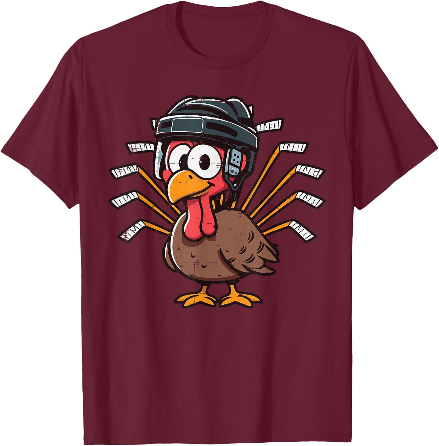 Thanksgiving Ice Hockey Turkey Day Sport Men Boys Kids Youth T-Shirt - T-Shirt | Maroon