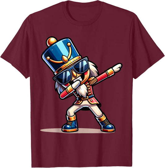 Christmas Nutcracker Dabbing Boys Santa Xmas Funny T-Shirt - T-Shirt | Maroon